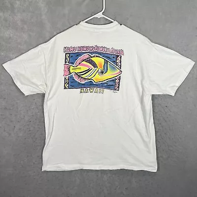 A1 Vintage 90s Hanauma Bay Hawaii Fish T Shirt Adult XL White Made In USA Mens • $12.50