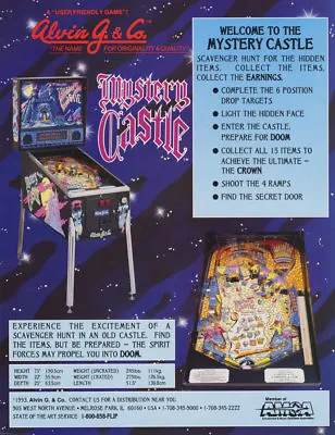 Mystery Castle Pinball Flyer 1993 Original Vintage NOS 8.5  X 11  Haunted House • $14.45