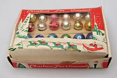 Lot Vintage Glass Feather Tree Color Mini Tiny BALLS Christmas Ornaments Japan • $30