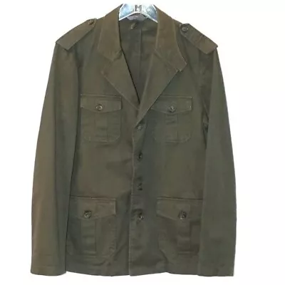 H&M Mens Military Green Utility Field Safari Cargo Coat Jacket L 40R • $30