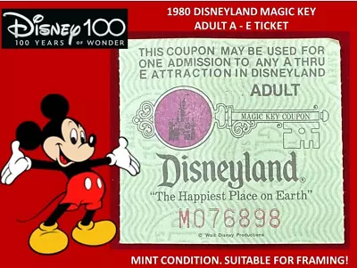 1980 DISNEYLAND Magic Key A - E TICKET Mint Condition!  100 YEARS OF WONDER  H4 • $4.80