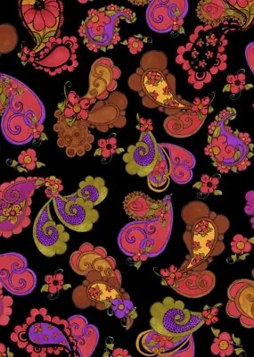 Loralie Designs - Posie Paisley - Black - Quilting And Crafting Fabric  • $12.99