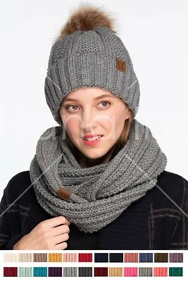 C.C Unisex Exclusive Winter Solid Color Ribbed Knit Neck Warmer Infinity Scarf • $19.99