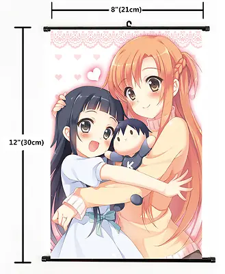 Anime Sword Art Online Kirito Asuna Wall Poster Scroll Home Decor Cosplay 2214 • $5.12