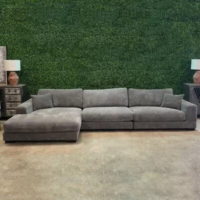 Gray Corduroy L-Shaped Modular Sectional Sofa W/ Left Chaise 3-Piece Sofa Set • $2199