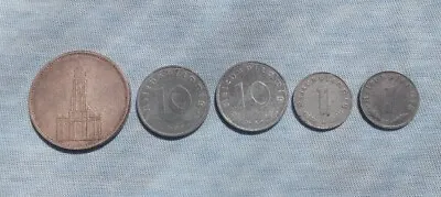 German WW2 3RD Reich Circulated Silver Church 5 Reichsmarks And 4 Coins • $40