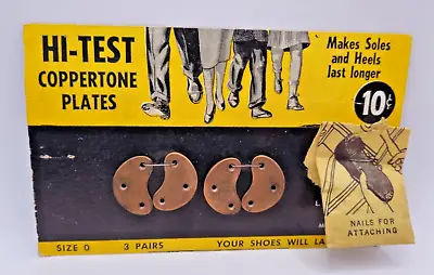 Vintage HI -TEST Coppertone Shoe Plates Heel And Toe One Set Size 0 CARD Screws • $11.10