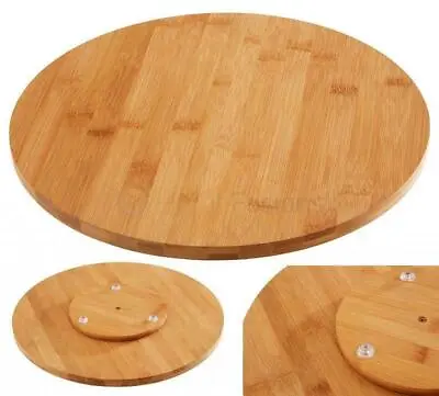 £18.85 • Buy Bamboo Wood Lazy Susan Rotating Tray Serving Plate Solid Wooden Stable Base 35cm