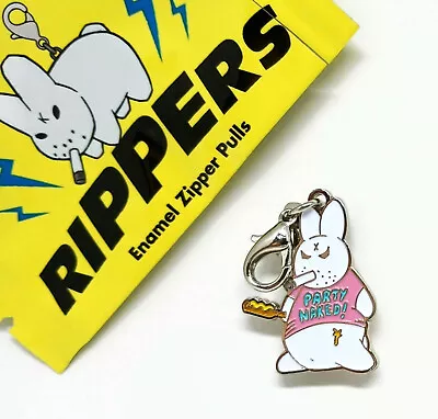 Kidrobot Frank Kozik RIPPERS Enamel Zipper Pull PARTY NAKED LABBIT Mongers • $11.95