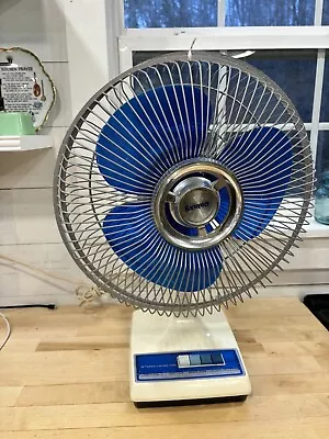 Vintage Galaxy Blue  3-speed 12  Oscillating Table  Fan • $62.95