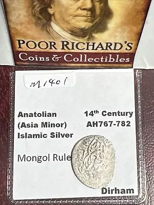 Anatolian 1366-1380 Islamic Silver Dirham “Mongols Rule” Medieval Coin M1401 • $22.46