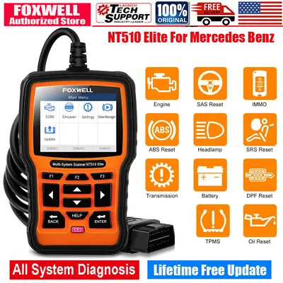 $142 • Buy FOXWELL NT510 Elite OBD2 Scanner For Mercedes Benz All System Bi-Directional USA