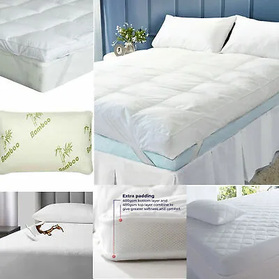 £10.99 • Buy 10cm Microfiber Luxury Hotel Quality Soft Thick Mattress Topper Pad Protector 4 