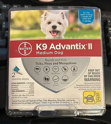 K9 Advantix II MEDIUM Dog 11-20 Lbs * Repel & Kill Flea / Ticks + * 2 Dose *New • $33.99