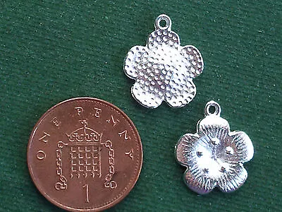 10 Flax Flower Charms - Bright Silver - Garden Northern Ireland • £2.90