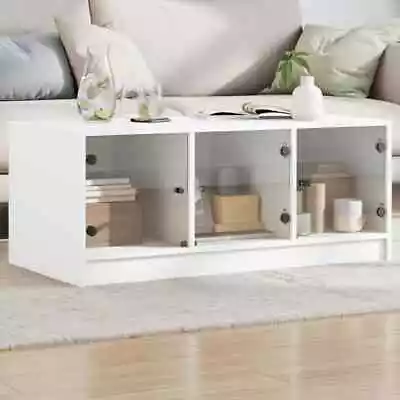 VidaXL Coffee Table With Glass Doors White 102x50x42 Cm • $232.13