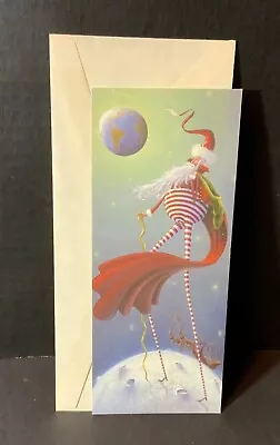 VTG D’art Noel Christmas Card UNUSED Santa Moon “Joy To The World” Reuben McHugh • $3.99