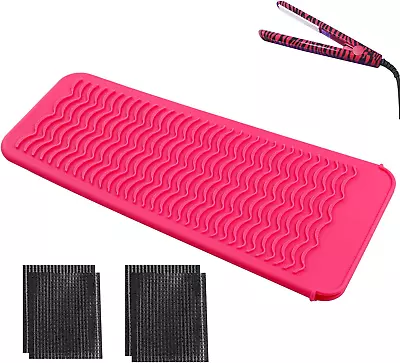 £5.27 • Buy Heat Mat For Hair Straightener, Portable Styling Heat Mat Large Silicone Hot For