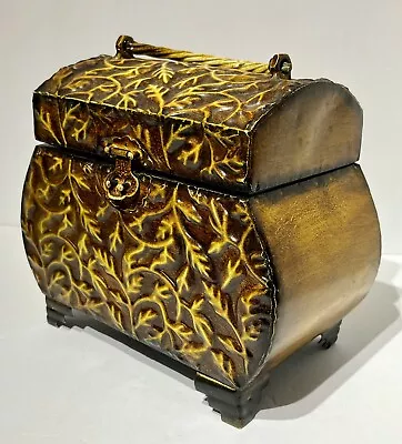 Vtg Victorian Style Metal Treasure Chest Jewelry Trinket Box. Unique! See Pics • $26.10