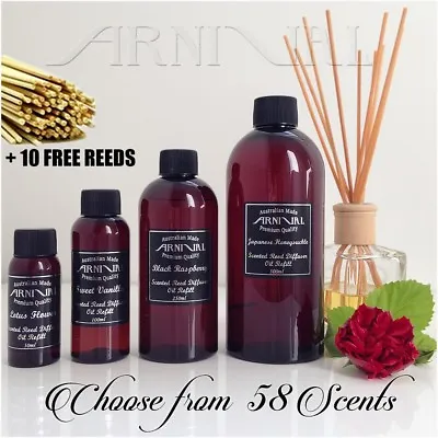 $23 • Buy Highly Scented REED DIFFUSER OIL REFILL + 10 FREE STICKS 50ml 100ml 250ml 500ml