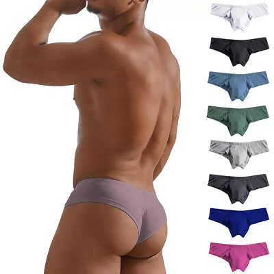 Men Half Hip Wrap Bikini Briefs Sexy Low Waist Underwear U Pouch Panties Shorts- • $4.81