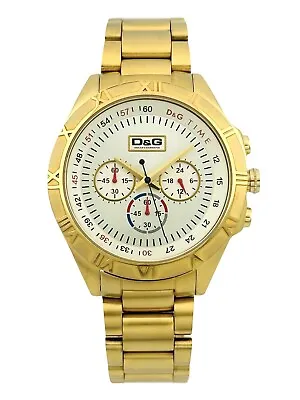 D&G Men's Chronograph DW0432 Silver Dial Yellow Gold Stainless Steel Watch • $644.81