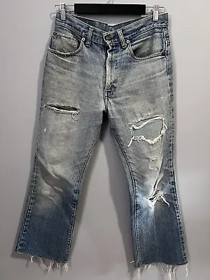 Vintage Levi's Jeans Mens 30x28 Blue 517 Big E Torn Faded Stained 70s Tag 31x31 • $350
