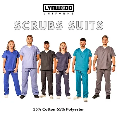 Mens Medical Scrub Uniform TUNIC & TROUSER Set Doctor Hospital Suit All Colo • £10.99