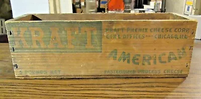 Vintage Kraft American Cheese 5 Lb Wooden Box Primitive Rustic Decor Advertising • $25