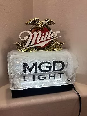 Miller MGD Light Vintage Ice Bar Beer Display Sign 14”x16”x6” • $250