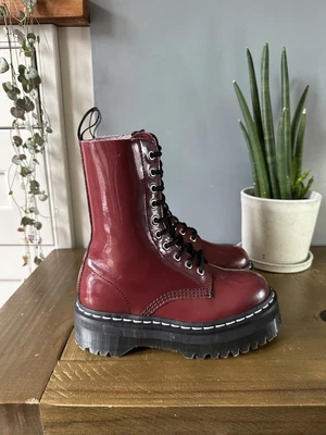 £75 • Buy Dr Martens 1490 Aggy Cherry Red Patent Leather Platform Boots UK 3 EU 36 US L 5