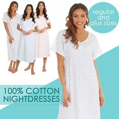 Ladies 100% Cotton Womens Nightie 10 12 14 16 18 20 22 24 26 28 30 32 Nightdress • £14.99