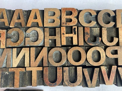 £64.99 • Buy 58 Vintage Wooden Letterpress Printers Letter Blocks Complete Alphabet 1.7 Cm