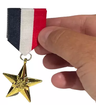 MILITARY HERO MEDAL Gold Star Cloth Ribbon Stripes USA War Pin General Award Toy • $9.89