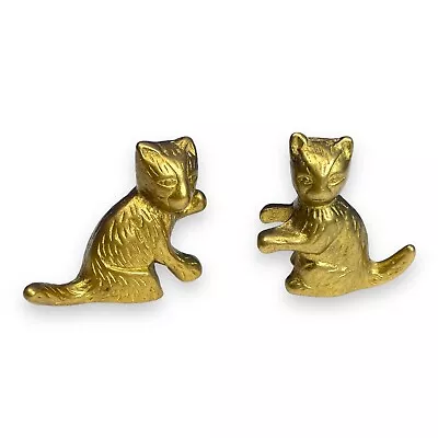 Solid Brass Kitty Cats Figurine Statue Paperweight Mid Century Lot Of 2 Small 2  • $17.95