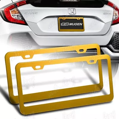 2 X Gold Aluminum Alloy Car License Plate Frame Cover Front Or Rear US Size • $10.49