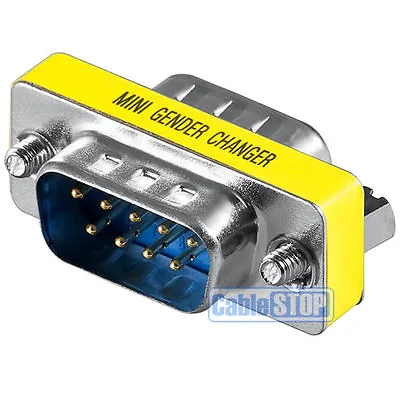RS232 9 Pin Gender Changer MALE To MALE Converter Null Serial Cable Adapter • £2.95