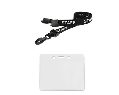 ID Card Holder Plastic Wallet And Staff Neck Strap Lanyard • £2.99