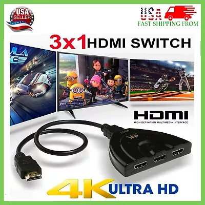 3 X Port HDMI Splitter Cable 1080P Switch Switcher HUB Adapter For HDTV PS4 Xbox • $5.59