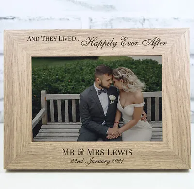 £12.99 • Buy Personalised Wedding Photo Frame Anniversary Engagement Wooden Frame Ever After