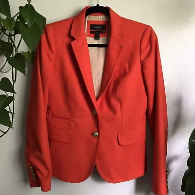 Sz 2 J. Crew Schoolboy Jacket Blazer Red Orange Wool Two Button Lined Classic • $44.99