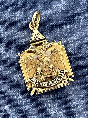 Rare Vtg 14kt Gold 32nd Degree Mason Masonic Shriner Pendant / Watch Fob 8g Z546 • $2500