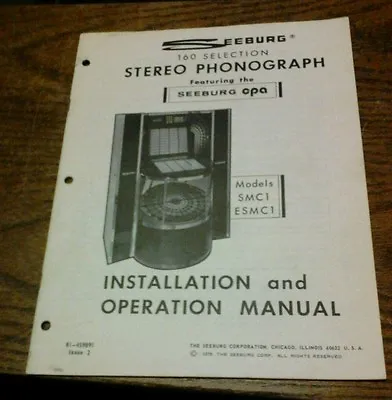 SEEBURG 160 SELECTION STEREO PHONOGRAPH MODELS SMC1 & ESMC1 Manual-original Used • $24.99