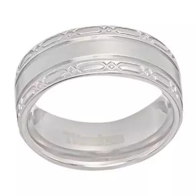 8mm Men Shiny Flat Grooved Celtic Knot High Polish Titanium Men's Wedding Ring • $15.99