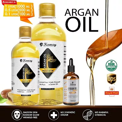 Argan Oil- 100% Pure And Organic Moroccan Oil For Hair Growth Skin And Body    • £49.99