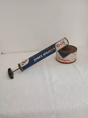 Vintage Poison Space Sprayer Tin Can Pump GULF Spray Gas & Oil Company Kills • $16