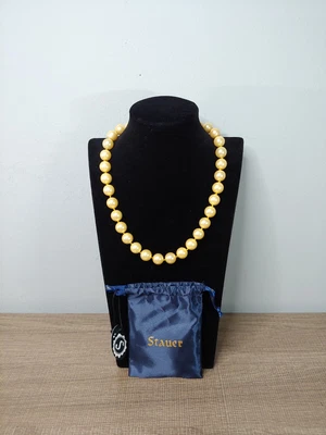 £98.85 • Buy Stauer South Sea 18  Golden Pearl Necklace Storage Bag 14k Gold 12mm Pinctada