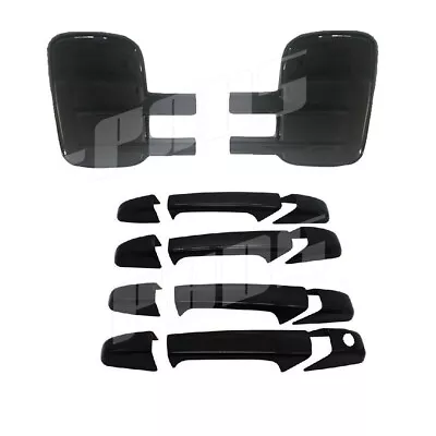 Fit 07-12 13 Silverado Sierra 2500 Hd /3500 Black Tow Mirror+4 Door Handle Cover • $48.84