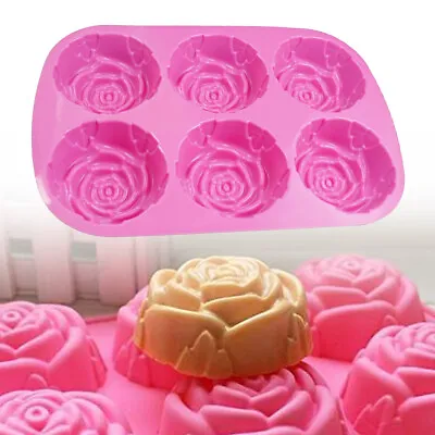 Rose Flower Cake Silicone Mould Chocolate Cake 3D Decorating Hand Baking Mold • £4.69