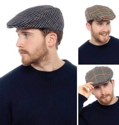 Mens Traditional Style Cap Wool Blend Tweed Newsboy Gatsby Herringbone Flat Caps • £5.99